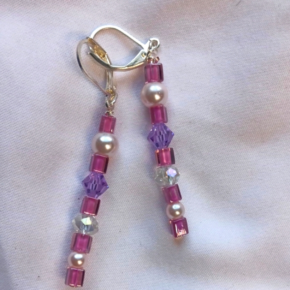 🍒 Dangle Hand Crafted Earrings 925  STERLING SILVER HOOKS 🐥 - Picture 1 of 3